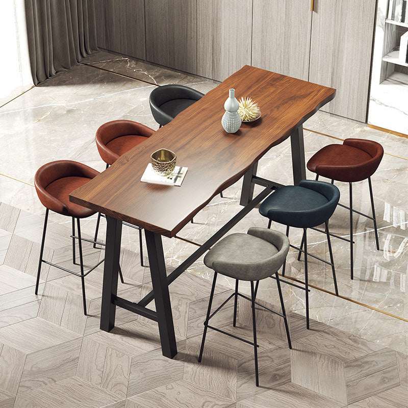 Modern Bar-height Table with Black Legs and Metal Base Bar Table