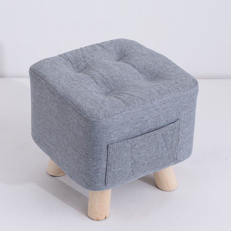 Modern Ottoman Fabric Upholstered Tufted Solid Color Pocket Square Ottoman with Chair Legs