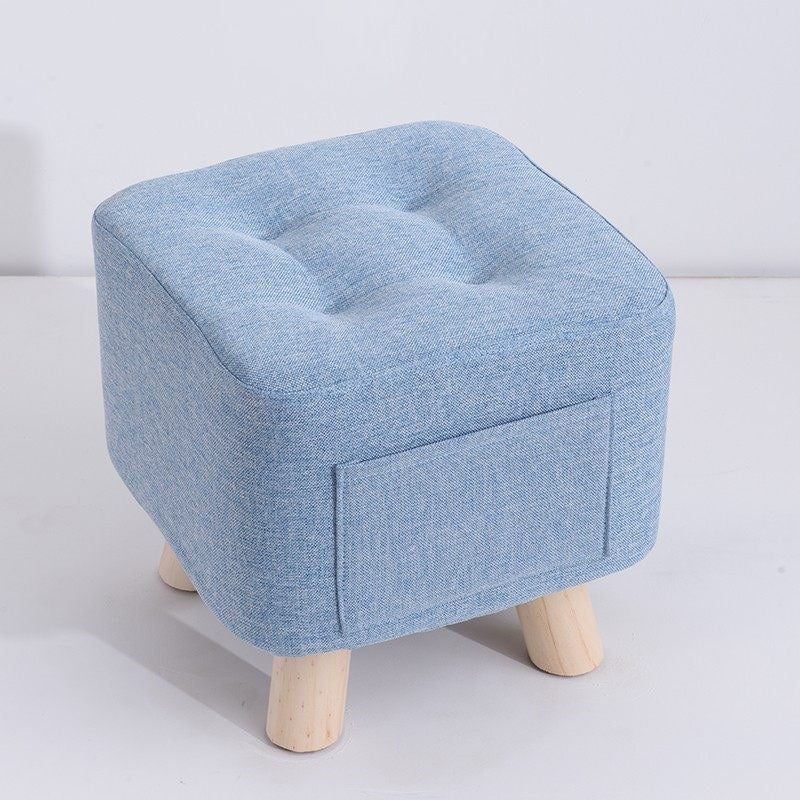 Modern Ottoman Fabric Upholstered Tufted Solid Color Pocket Square Ottoman with Chair Legs