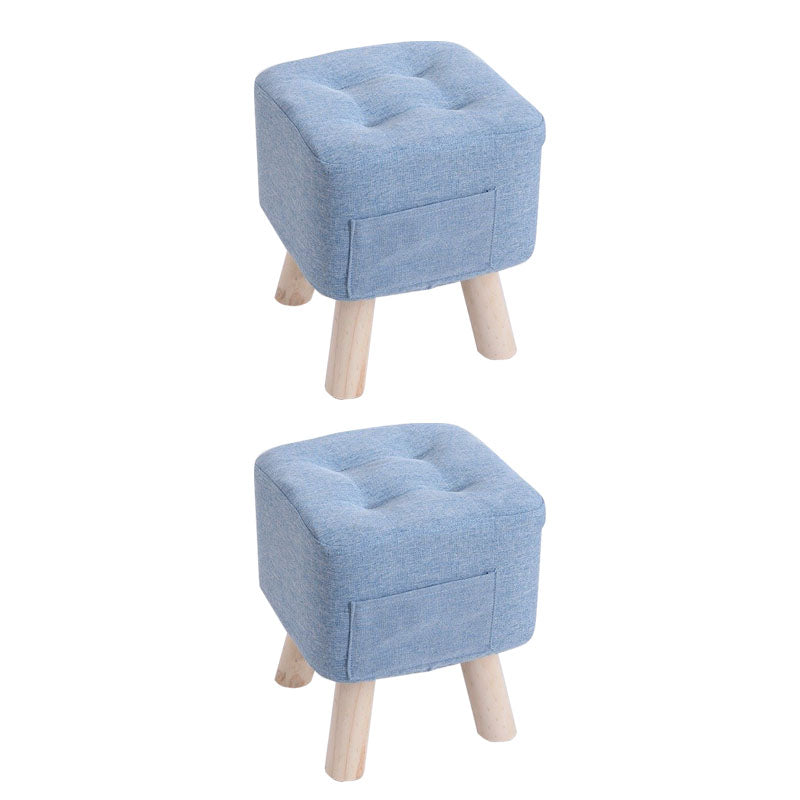 Modern Ottoman Fabric Upholstered Tufted Solid Color Pocket Square Ottoman with Chair Legs