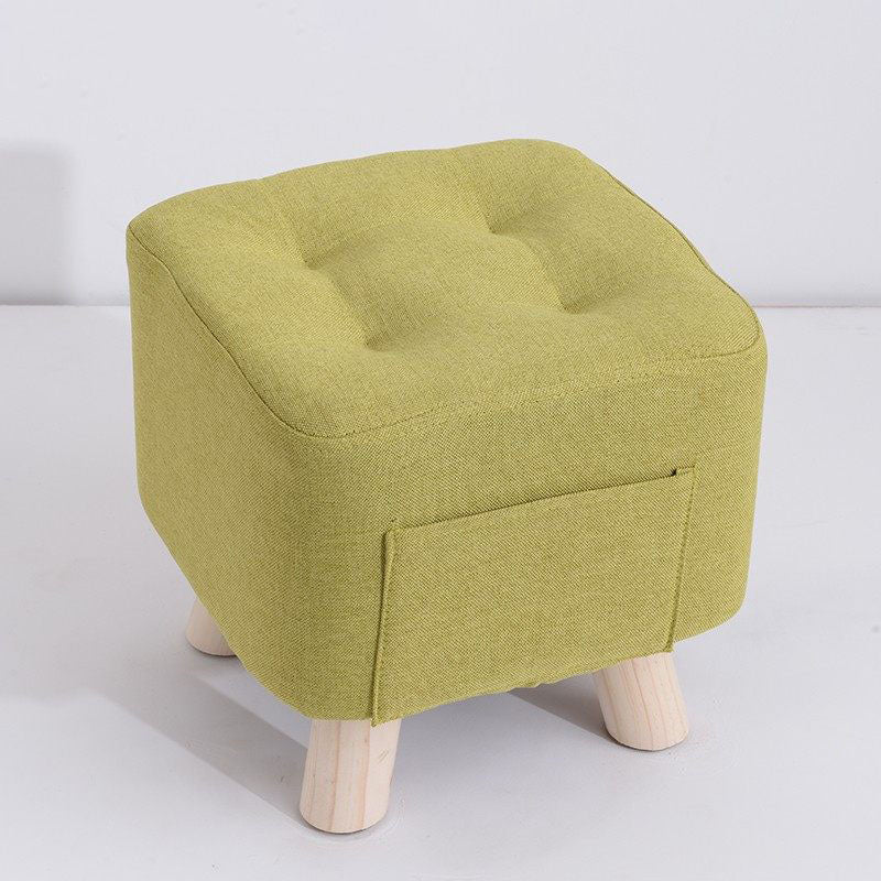 Modern Ottoman Fabric Upholstered Tufted Solid Color Pocket Square Ottoman with Chair Legs