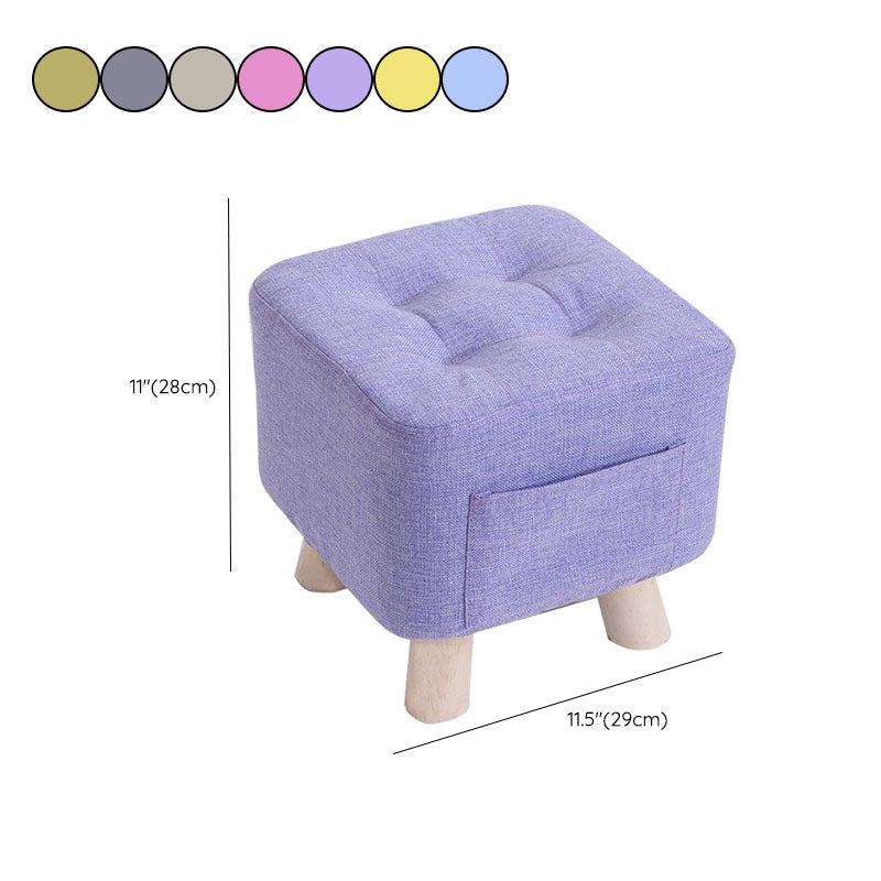 Modern Ottoman Fabric Upholstered Tufted Solid Color Pocket Square Ottoman with Chair Legs