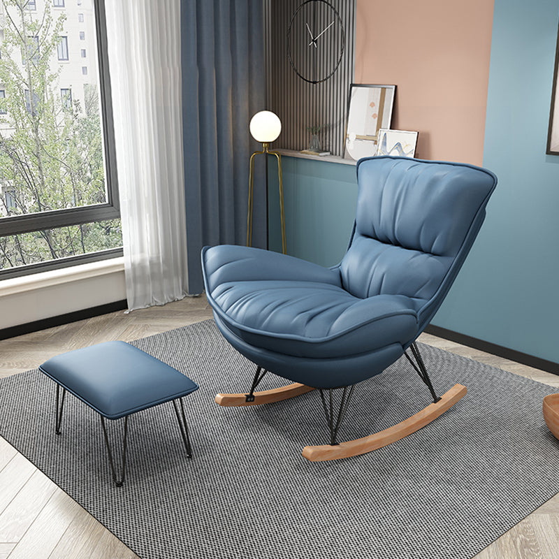 Contemporary Rocker Upholstered Tufted Cushions with Dark legs Glider