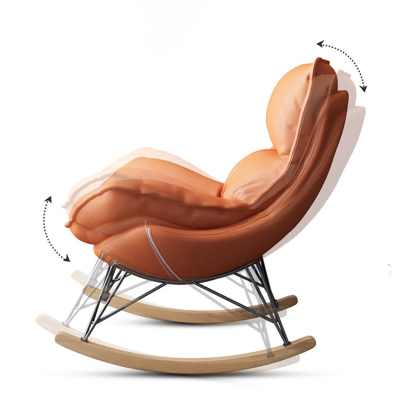 Contemporary Rocker Upholstered Tufted Cushions with Dark legs Glider