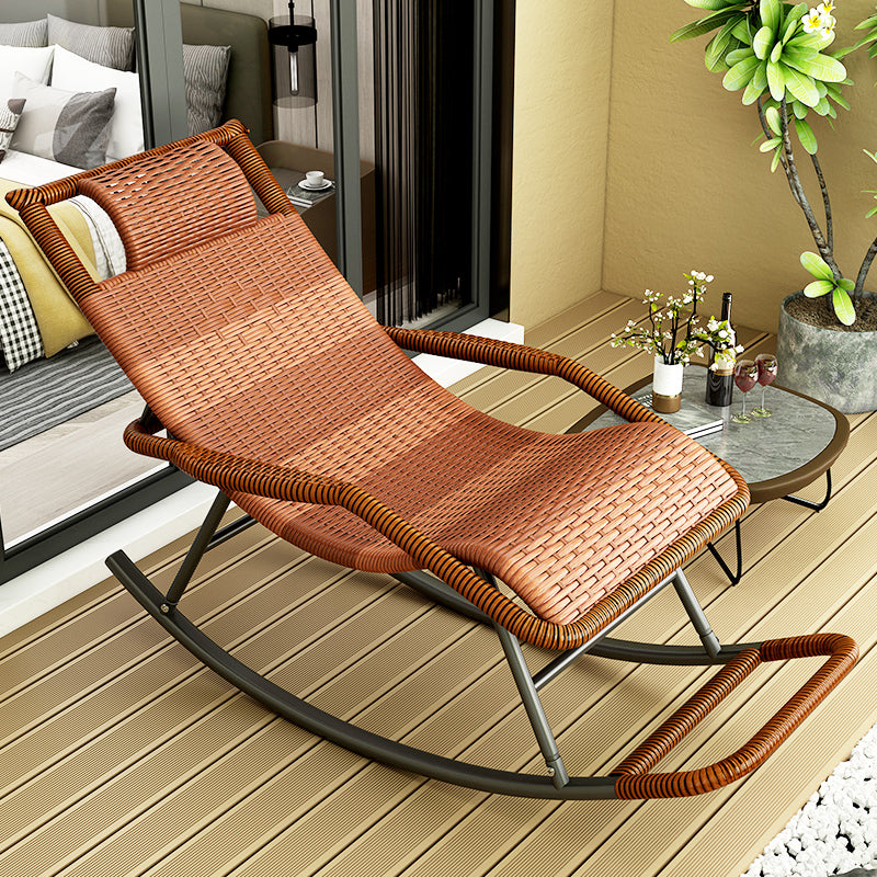 Modern Rocker Wicker Woven Rope Reclining Rocking Accent Chair