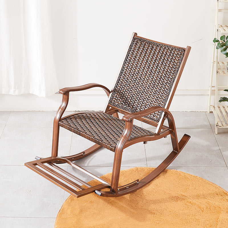 Modern Rocker Wicker Woven Rope with Gray Frame Recliner Chair