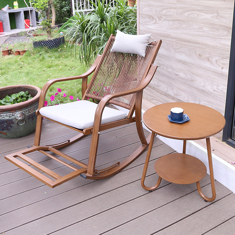 Modern Rocker Wicker Woven Rope with Gray Frame Recliner Chair