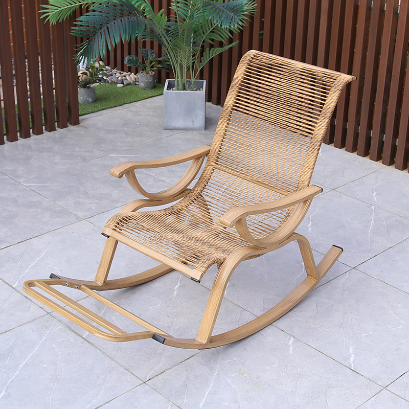 Modern Rocker Wicker Woven Rope with Gray Frame Recliner Chair