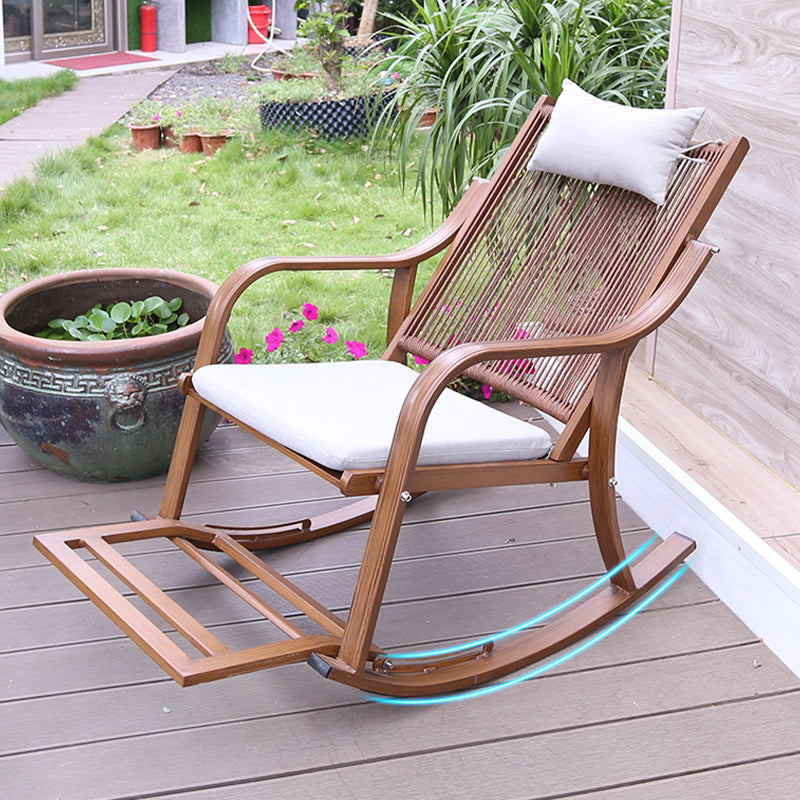 Modern Rocker Wicker Woven Rope with Gray Frame Recliner Chair