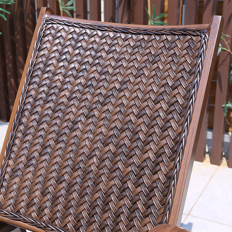 Modern Rocker Wicker Woven Rope with Gray Frame Recliner Chair