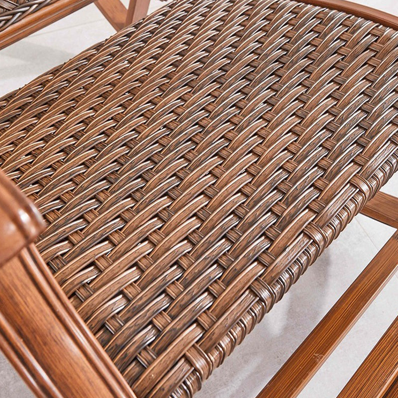 Modern Rocker Wicker Woven Rope with Gray Frame Recliner Chair