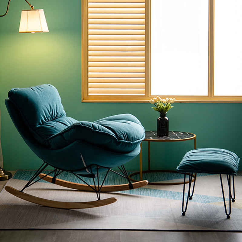 Leisure Rocking Chair Velvet Pure Color Indoor Rocker Chair with Ottoman