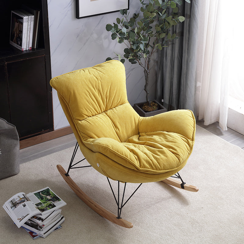 Leisure Rocking Chair Velvet Pure Color Indoor Rocker Chair with Ottoman