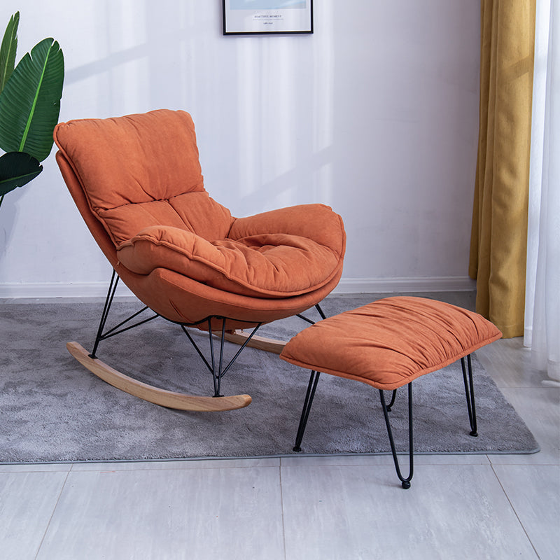 Leisure Rocking Chair Velvet Pure Color Indoor Rocker Chair with Ottoman