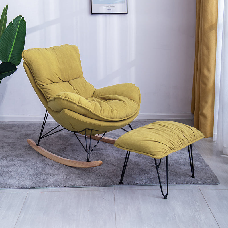 Leisure Rocking Chair Velvet Pure Color Indoor Rocker Chair with Ottoman