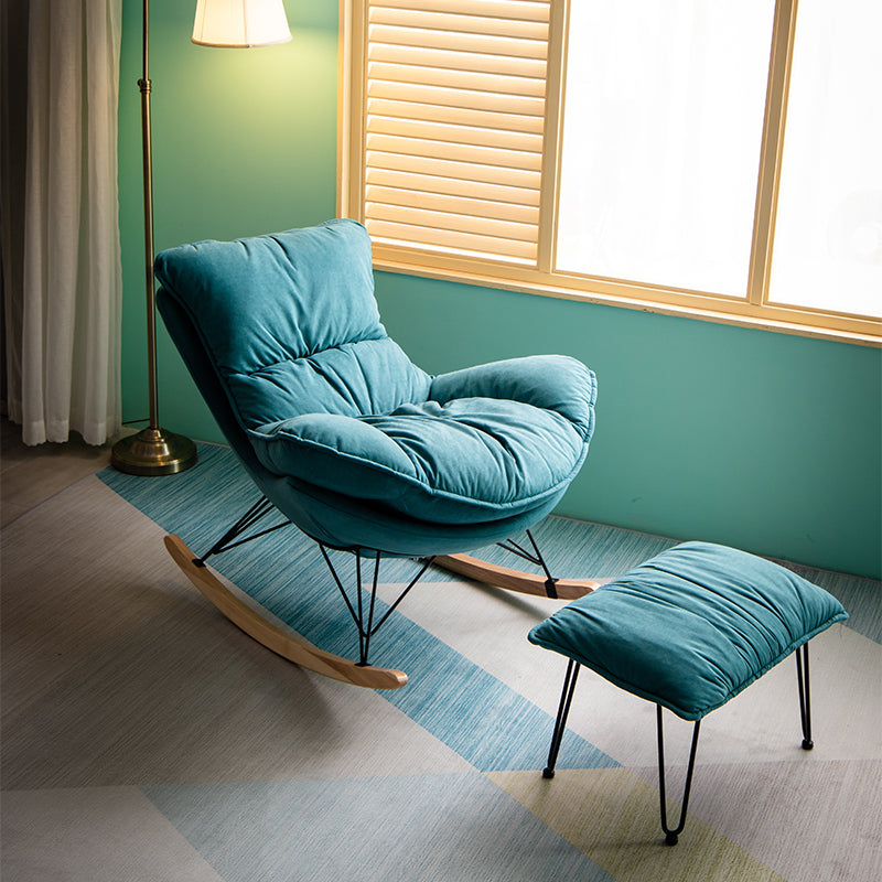 Leisure Rocking Chair Velvet Pure Color Indoor Rocker Chair with Ottoman