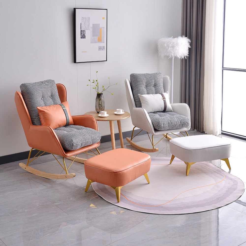 Faux Leather Modern Rocking Chair Water Resistant Rocker Chair with Pillow