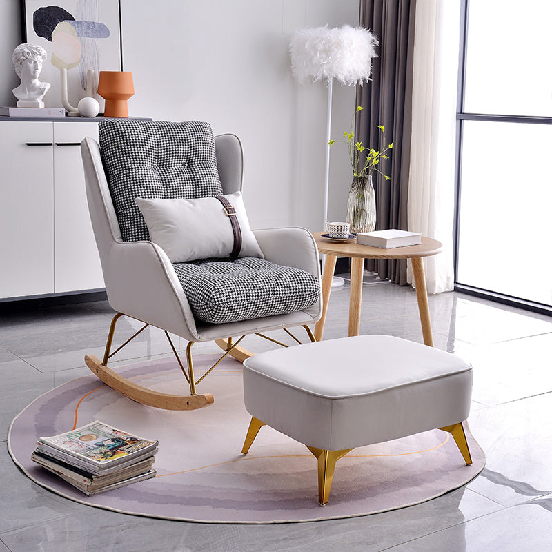 Faux Leather Modern Rocking Chair Water Resistant Rocker Chair with Pillow