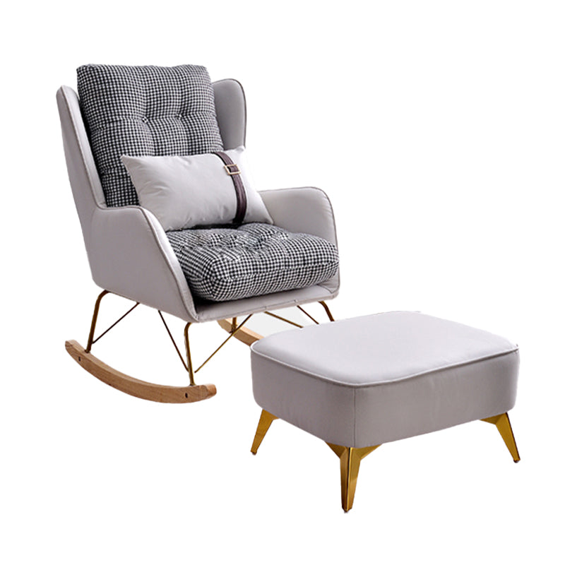 Faux Leather Modern Rocking Chair Water Resistant Rocker Chair with Pillow