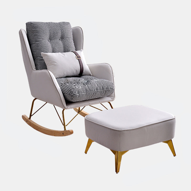 Faux Leather Modern Rocking Chair Water Resistant Rocker Chair with Pillow