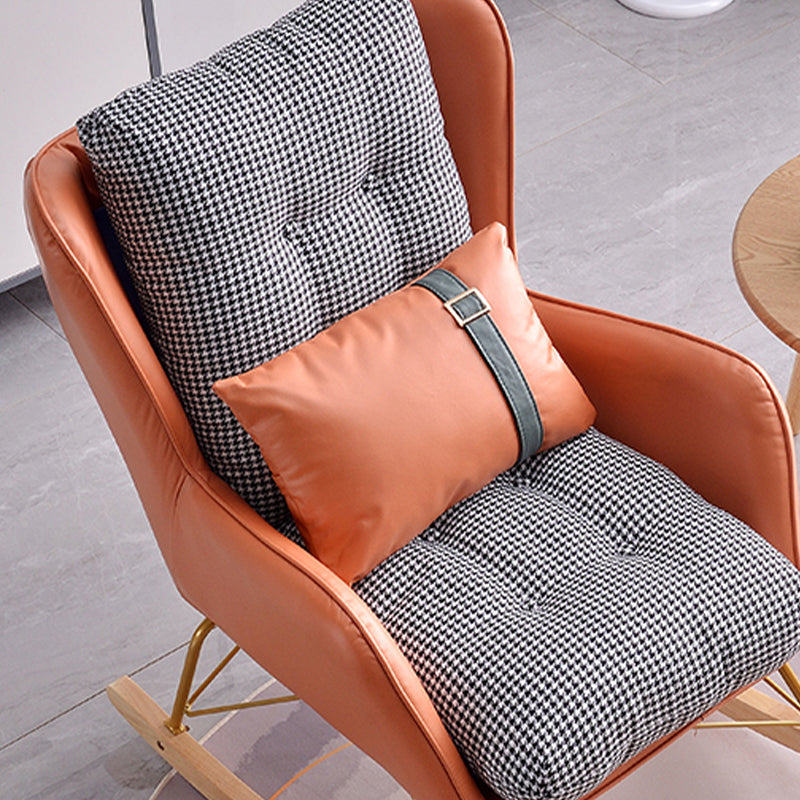 Faux Leather Modern Rocking Chair Water Resistant Rocker Chair with Pillow