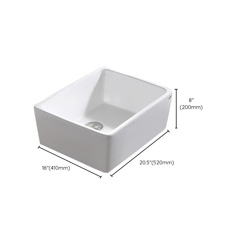 Contemporary Bathroom Sink Pop-Up Drain Porcelain Rectangular Vessel Lavatory Sink