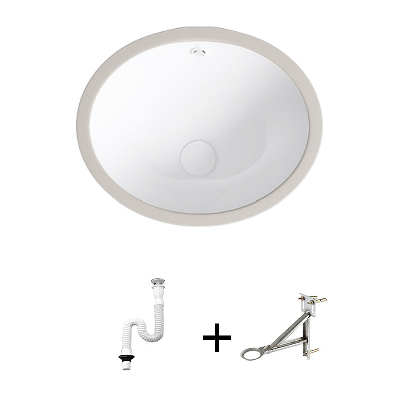 Modern Bathroom Sink Pop-Up Drain Porcelain Solid Color Oval-Shape Vessel Lavatory Sink