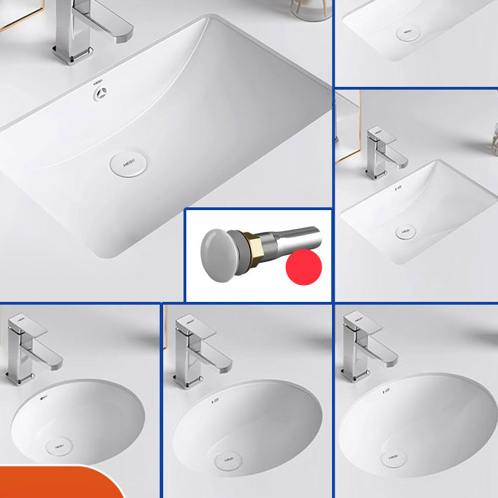 Modern Bathroom Sink Pop-Up Drain Porcelain Solid Color Oval-Shape Vessel Lavatory Sink