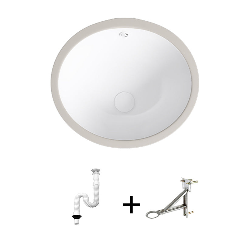 Modern Bathroom Sink Pop-Up Drain Porcelain Solid Color Oval-Shape Vessel Lavatory Sink