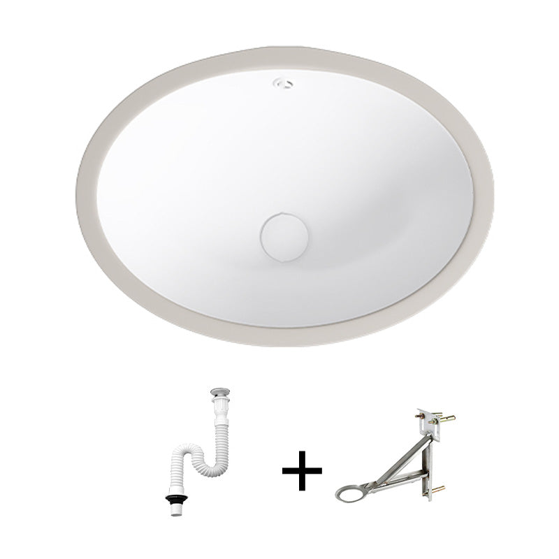 Modern Bathroom Sink Pop-Up Drain Porcelain Solid Color Oval-Shape Vessel Lavatory Sink