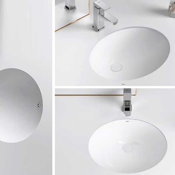 Modern Bathroom Sink Pop-Up Drain Porcelain Solid Color Oval-Shape Vessel Lavatory Sink