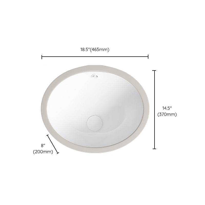 Modern Bathroom Sink Pop-Up Drain Porcelain Solid Color Oval-Shape Vessel Lavatory Sink