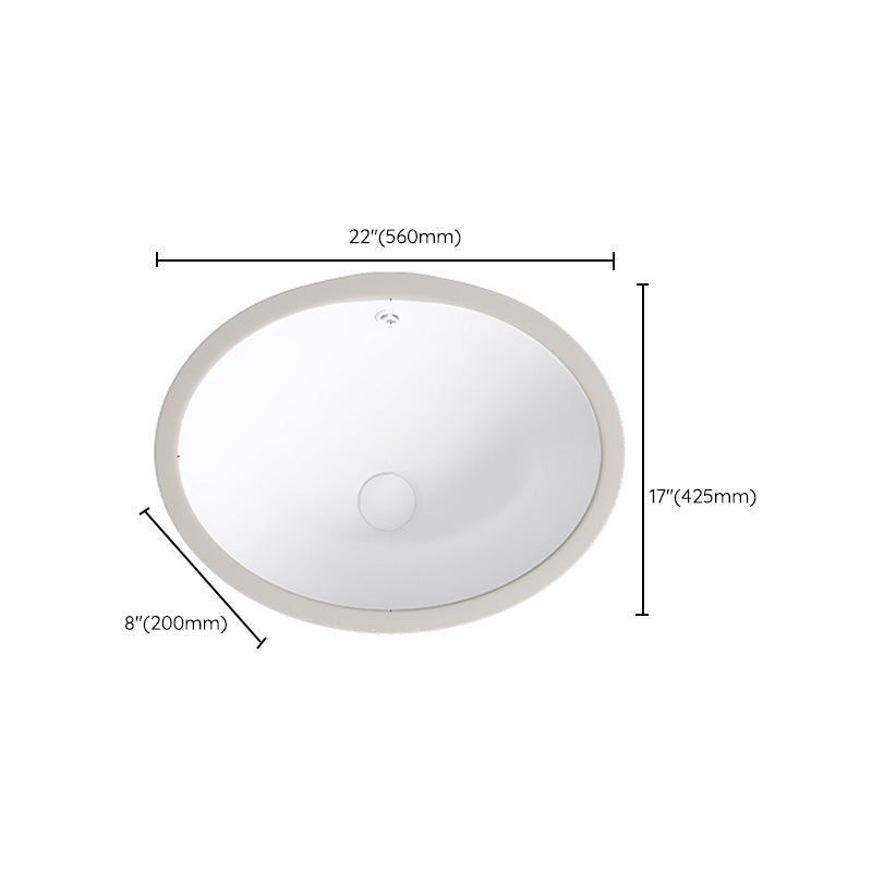 Modern Bathroom Sink Pop-Up Drain Porcelain Solid Color Oval-Shape Vessel Lavatory Sink