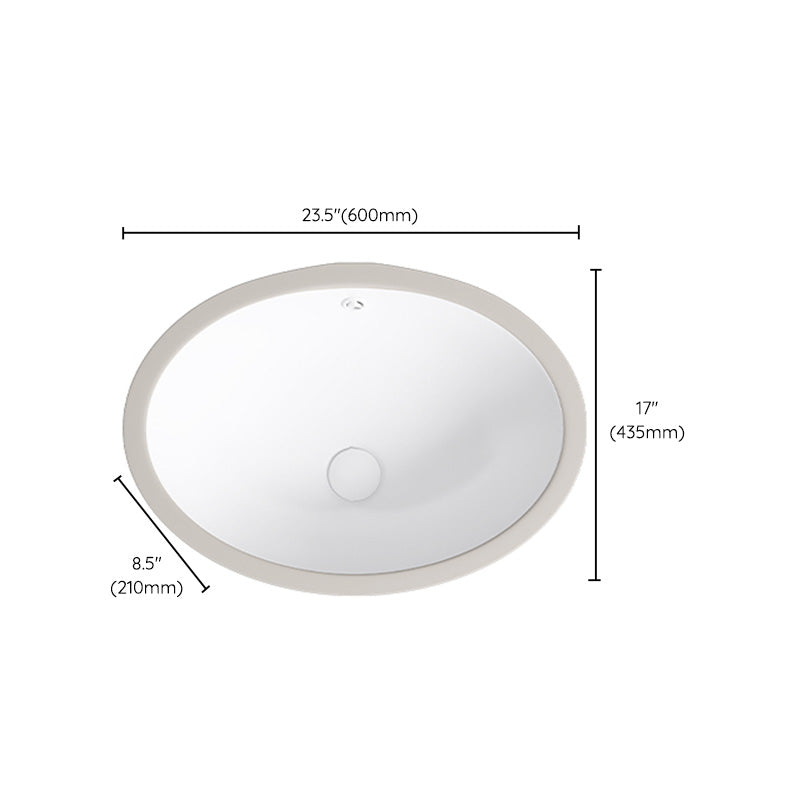 Modern Bathroom Sink Pop-Up Drain Porcelain Solid Color Oval-Shape Vessel Lavatory Sink