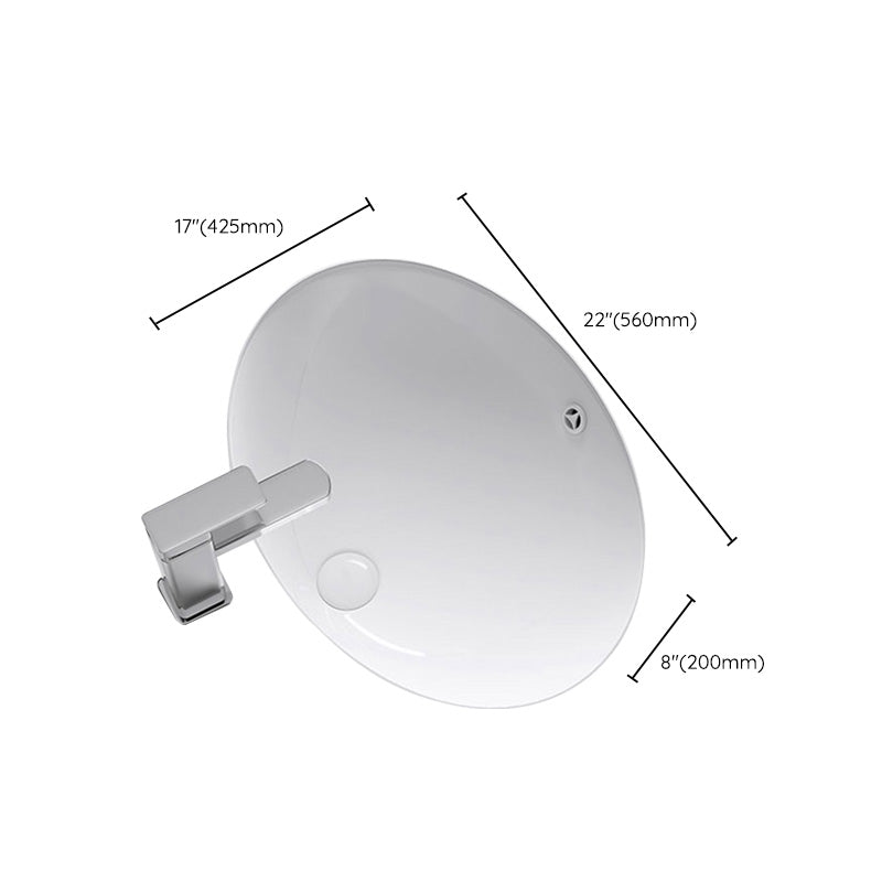 Modern Bathroom Sink Pop-Up Drain Porcelain Solid Color Oval-Shape Vessel Lavatory Sink