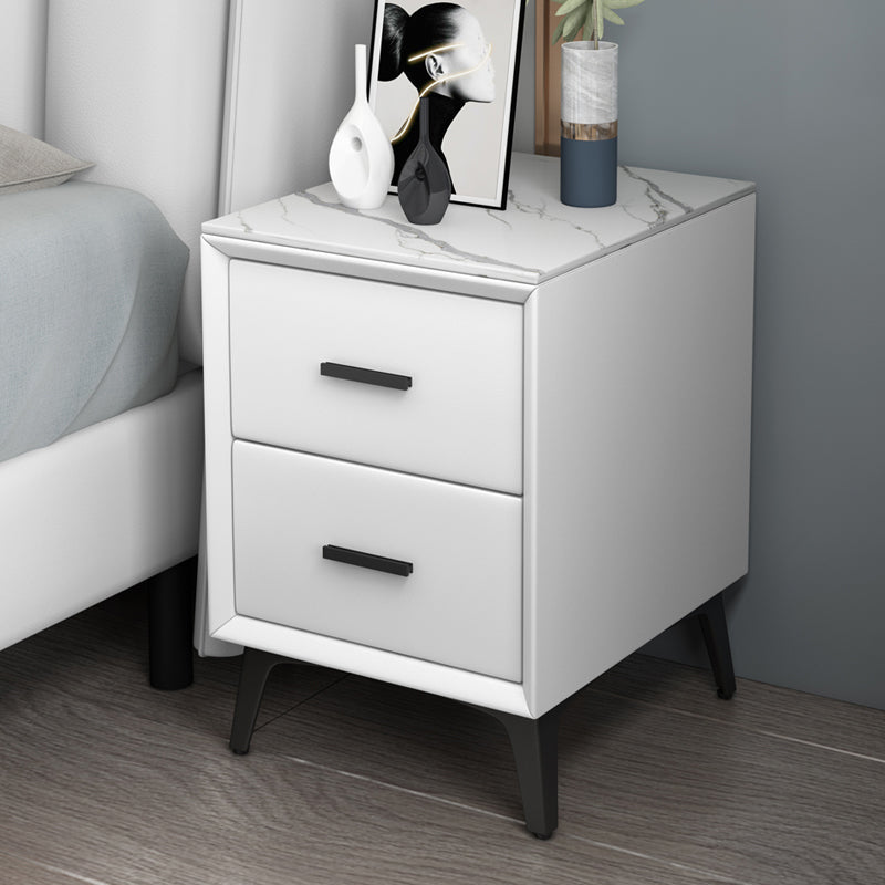 Modern Slate Top Night Table Bedroom 2 Drawers Night Stand with Legs