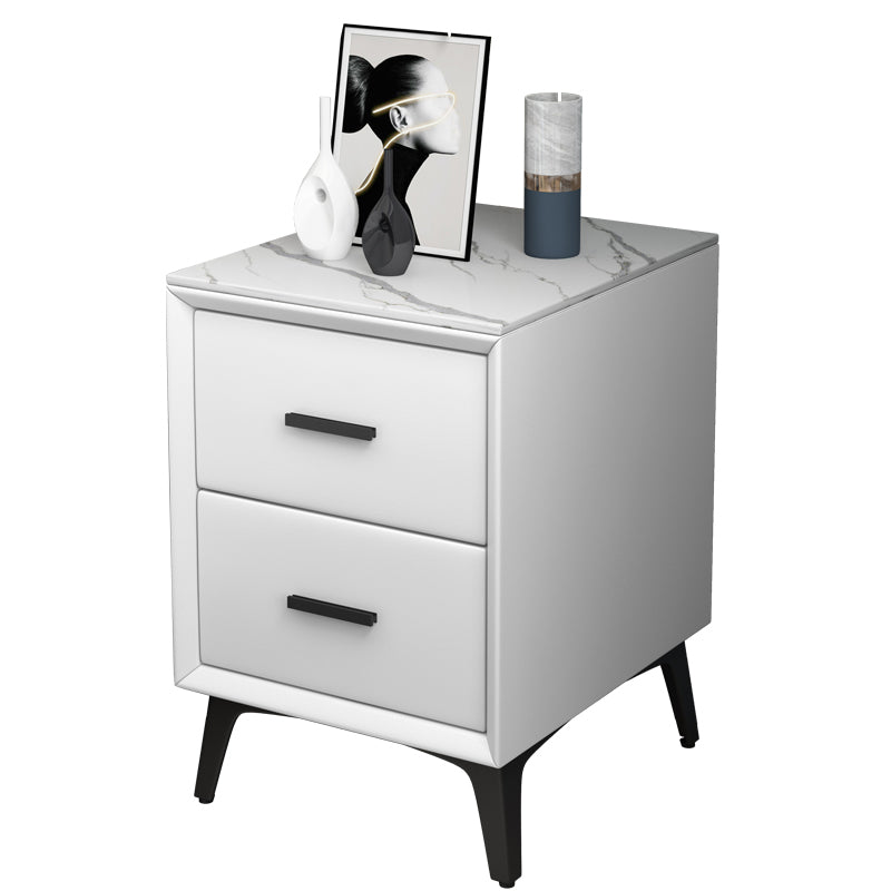 Modern Slate Top Night Table Bedroom 2 Drawers Night Stand with Legs