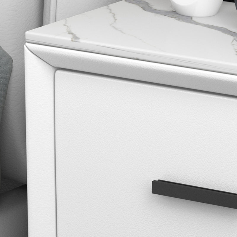 Modern Slate Top Night Table Bedroom 2 Drawers Night Stand with Legs