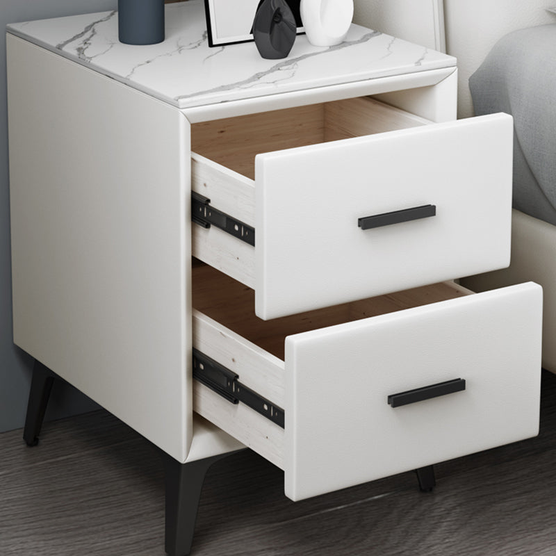 Modern Slate Top Night Table Bedroom 2 Drawers Night Stand with Legs