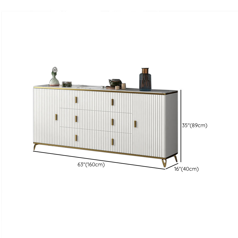 Glam Bedroom Stone Storage Chest Horizontal Chest in White with Drawers