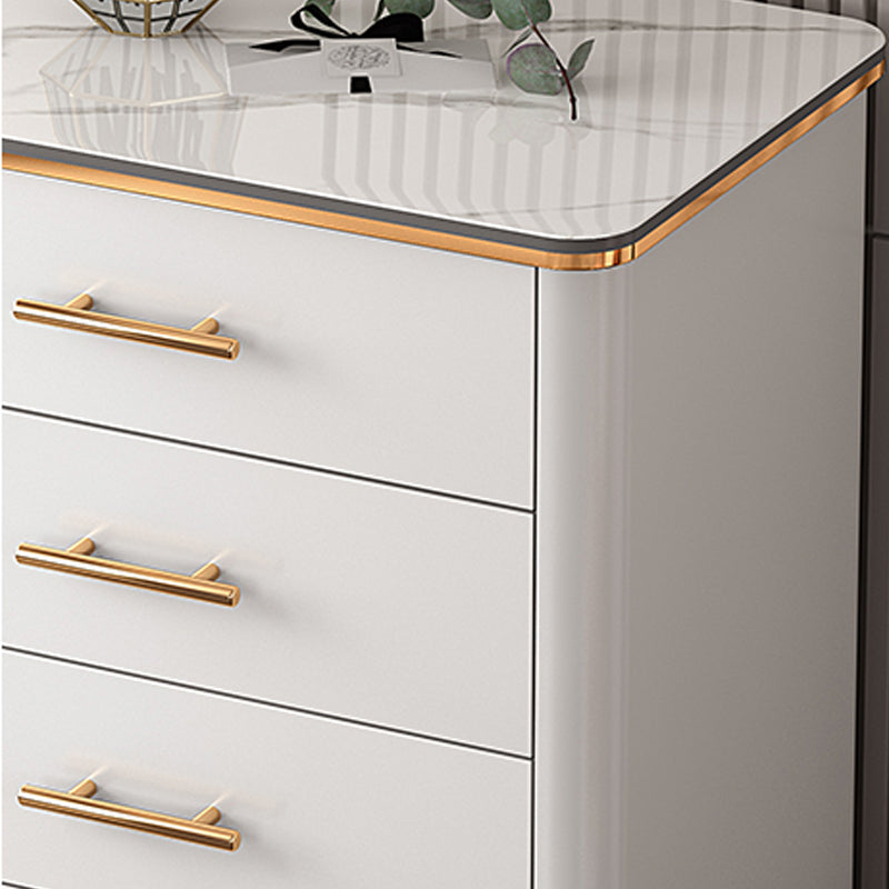 Glam Bedroom Stone Storage Chest Vertical Chest with Drawers