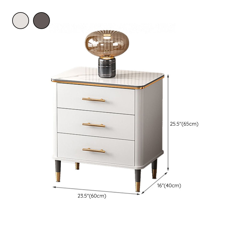 Glam Bedroom Stone Storage Chest Vertical Chest with Drawers