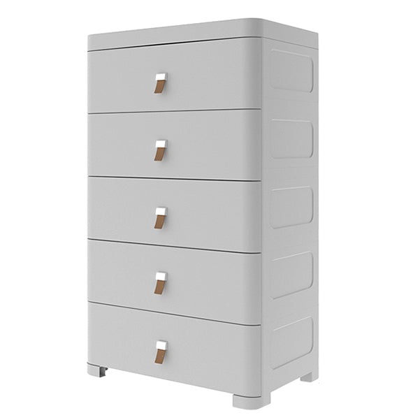 Contemporary Grey / White Chest Plastic Chest with Drawers for Bedroom