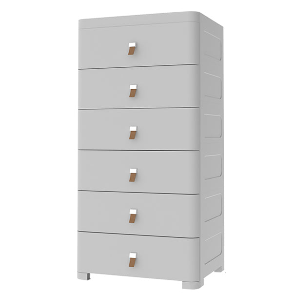 Contemporary Grey / White Chest Plastic Chest with Drawers for Bedroom