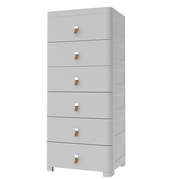 Contemporary Grey / White Chest Plastic Chest with Drawers for Bedroom