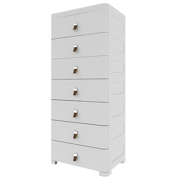 Contemporary Grey / White Chest Plastic Chest with Drawers for Bedroom