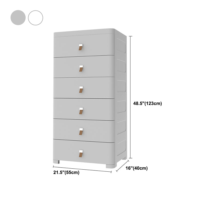 Contemporary Grey / White Chest Plastic Chest with Drawers for Bedroom