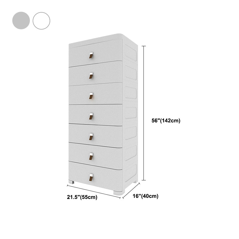 Contemporary Grey / White Chest Plastic Chest with Drawers for Bedroom