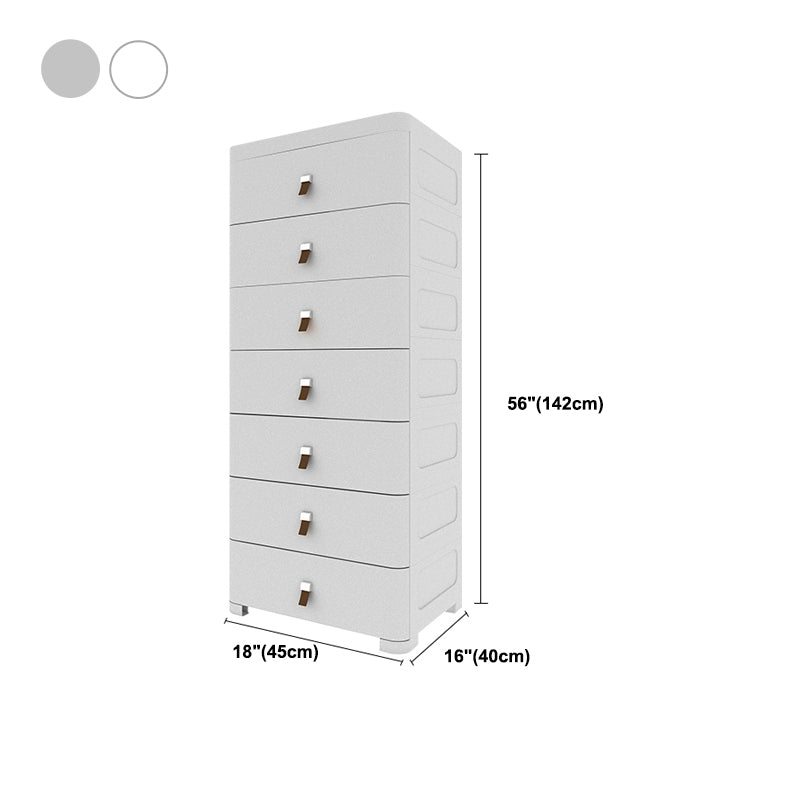 Contemporary Grey / White Chest Plastic Chest with Drawers for Bedroom