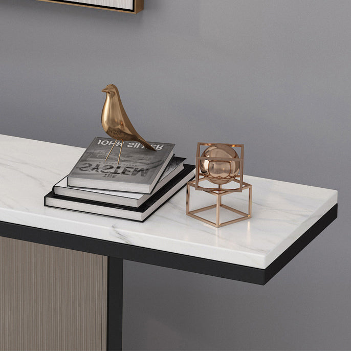 Stone Rectangle Console Table 1-Shelf 31.5" Tall Accent Table for Hall